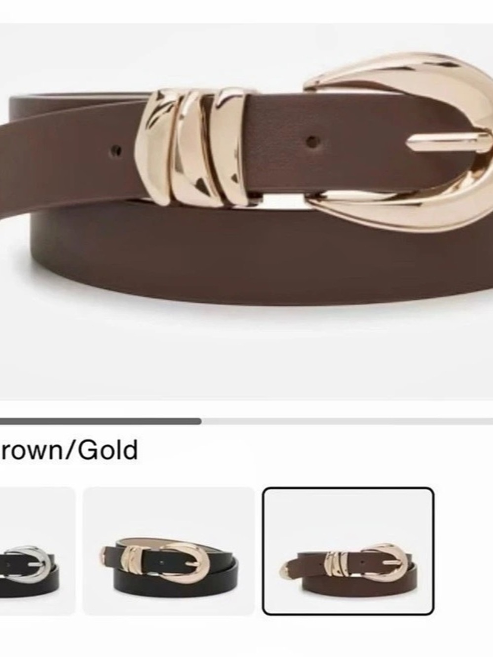 Steve Madden Triple Keeper Belt Brown & Gold Size XL